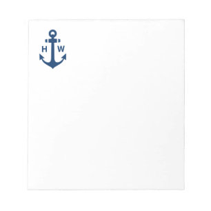 Nautical Anchor Monogram marine Notitieblok
