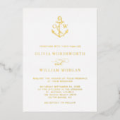 Nautical Anchor Monogram Minimale bruiloft Folie Uitnodiging (Voorkant)