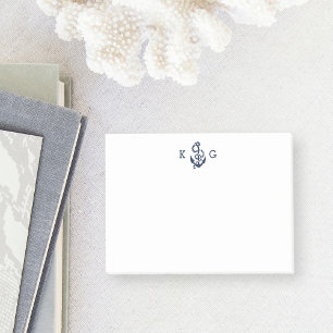 Nautical Anchor Monogram Navy Blue Post-it® Notes