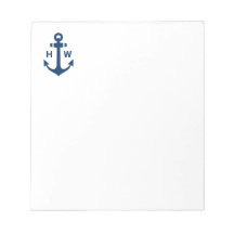 Nautical Anchor Monogram Navy Notepad