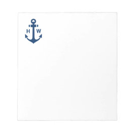 Nautical Anchor Monogram Navy Notepad Notitieblok