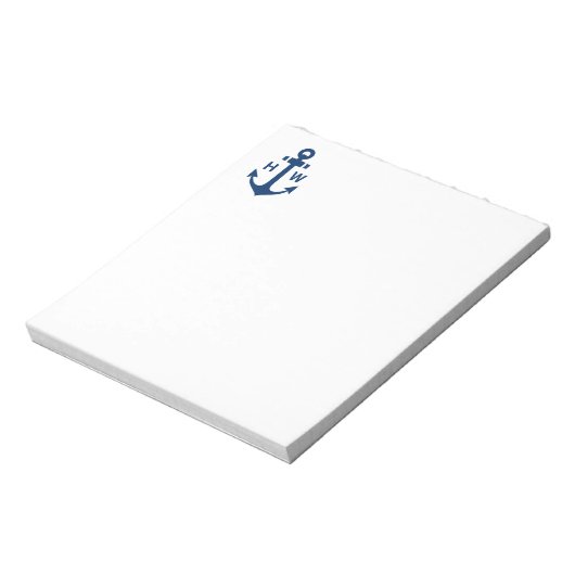 Nautical Anchor Monogram Navy Notitieblok (Linkerzijde)