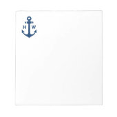 Nautical Anchor Monogram Navy Notitieblok (Voorkant)