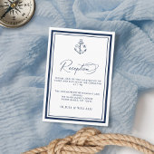 Nautical Anchor Monogram Navy Wedding Reception Informatiekaartje