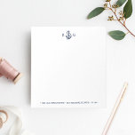 Nautical Anchor Monogram Notitieblok met adres<br><div class="desc">Voeg een nautische prepstervideo toe aan uw correspondentie en dagelijkse notities met dit monogrammed notitieblok. Het ontwerp kenmerkt een blauw anker van de marine en touwillustratie en uw initialen of keus of verpersoonlijking. Voeg onderaan je adres of aanvullende gegevens toe in de bijbehorende jachtletters.</div>