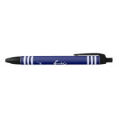 Nautical Anchor & Monogram op blauwe achtergrond Zwarte Inkt Pen (Bovenkant)