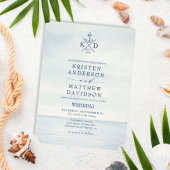 Nautical Anchor Monogram Waterverf Ocean Wedding Kaart