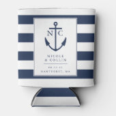 Nautical Anchor Monogram Weddenschap Favor Blikjeskoeler (Voorkant)