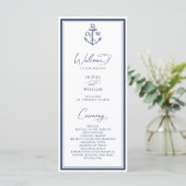 Nautical Anchor Monogram Wedding Programmakaart (Staand voorkant)