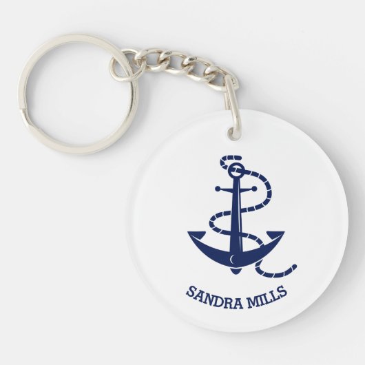 Nautical Anchor Name Persoonlijke Sleutelhanger (Voorkant)