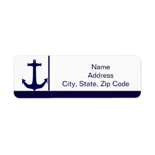Nautical Anchor Navy Address Etiket