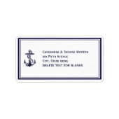 Nautical Anchor Navy Blu Framed 2LJ Adres Etiket (Voorkant)
