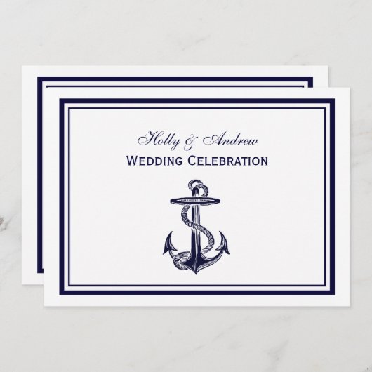 Nautical Anchor Navy Blue, 2H Weddenschap Kaart (Voorkant / Achterkant)