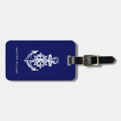 Nautical Anchor Navy Blue, aangepast Bagagelabel (Voorkant horizontaal)