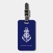 Nautical Anchor Navy Blue, aangepast Bagagelabel (Voorkant verticaal)