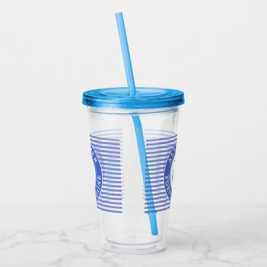 Nautical Anchor Navy Blue Acryl Drinkbeker (Links)