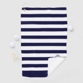 Nautical Anchor Navy Blue and White Stripes Golfhanddoek (Insitu)