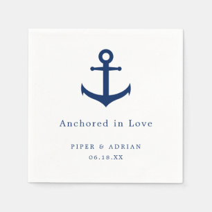 Nautical Anchor Navy Blue and White Wedding Servet
