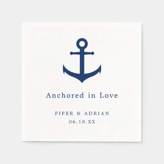 Nautical Anchor Navy Blue and White Wedding Servet (Voorkant)