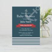 Nautical Anchor Navy Blue Baby Shower Invitations Kaart (Staand voorkant)