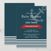 Nautical Anchor Navy Blue Baby Shower Invitations Kaart (Voorkant / Achterkant)