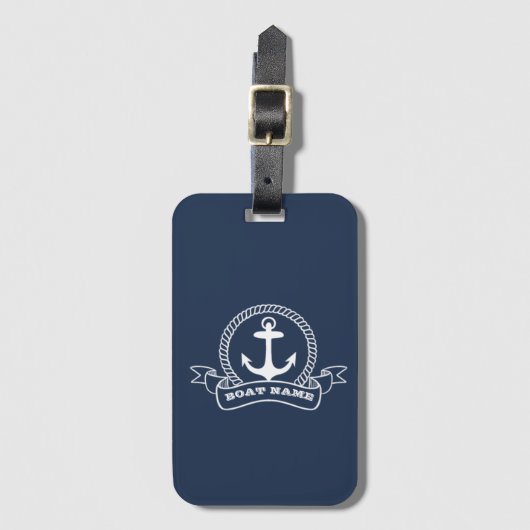 Nautical Anchor Navy Blue Bagagelabel (Voorkant (verticaal))