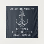 Nautical Anchor Navy Blue Beach of Lake House Wandkleed (Voorkant)