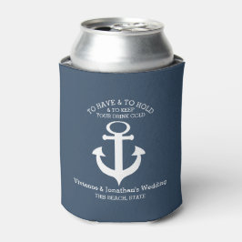 Nautical Anchor Navy Blue Blikjeskoeler