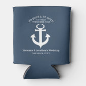 Nautical Anchor Navy Blue Blikjeskoeler (Voorkant)