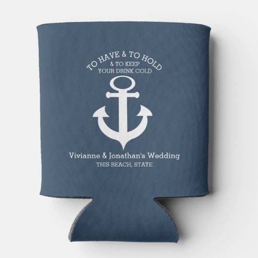 Nautical Anchor Navy Blue Blikjeskoeler (Achterkant)