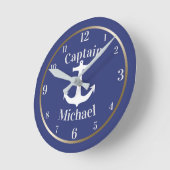 Nautical Anchor Navy Blue Boat Kapitein Ronde Klok (Hoek)
