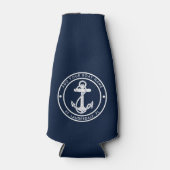 Nautical Anchor Navy Blue Boat Name Custom Flesjeskoeler (Voorkant)