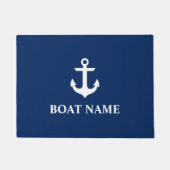 Nautical Anchor Navy Blue Boat Name Deurmat (Voorkant)