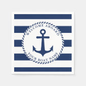 Nautical Anchor Navy Blue Boat Name Servet (Voorkant)