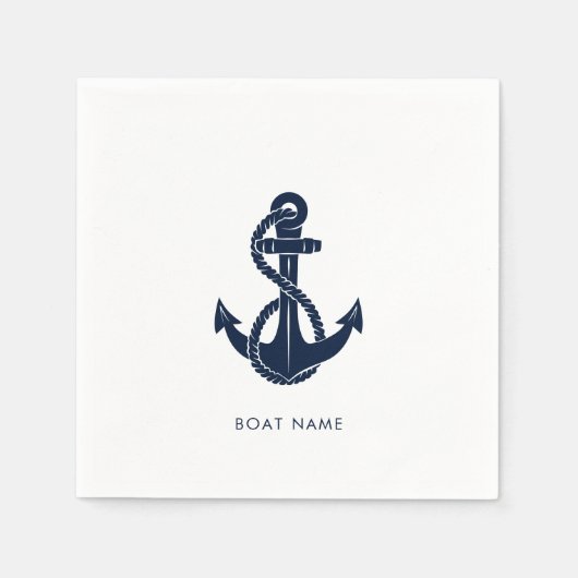 Nautical Anchor Navy Blue Boat Name Servet (Voorkant)