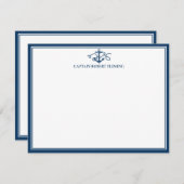 Nautical Anchor Navy Blue Border Notitiekaartje (Voorkant / Achterkant)