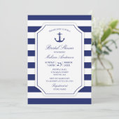 Nautical Anchor Navy Blue Bridal Shower Kaart (Staand voorkant)
