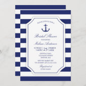 Nautical Anchor Navy Blue Bridal Shower Kaart (Voorkant / Achterkant)