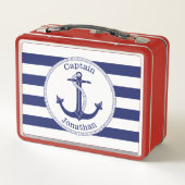 Nautical Anchor Navy Blue Captain Personalized (Achterkant)