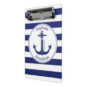 Nautical Anchor Navy Blue Captain Personalized Mini Klembord (Angled2)