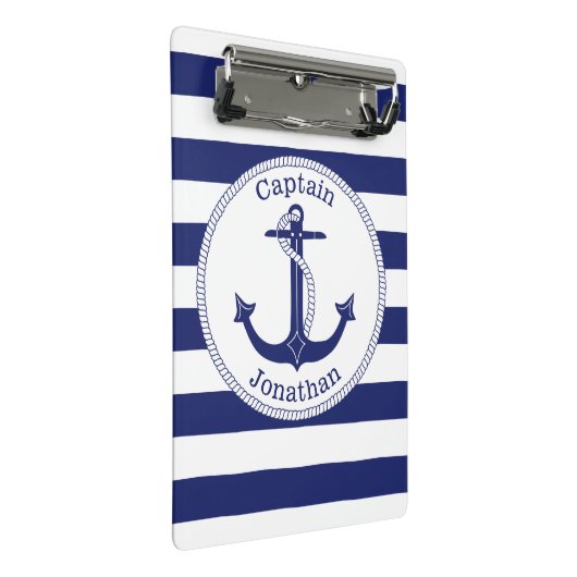 Nautical Anchor Navy Blue Captain Personalized Mini Klembord (Schuin)