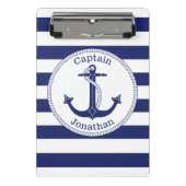 Nautical Anchor Navy Blue Captain Personalized Mini Klembord (Voorkant)