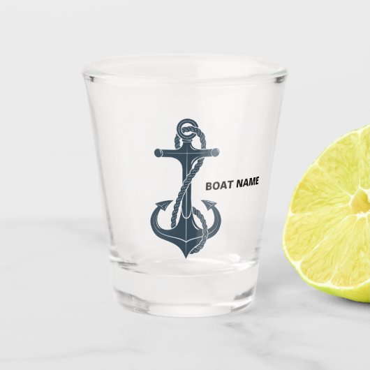 Nautical Anchor Navy Blue Captain Shot Gl toevoege Glas (Voorkant)