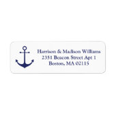 Nautical anchor navy blue custom Return Address Etiket (Voorkant)