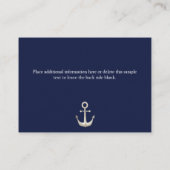 Nautical Anchor Navy Blue Details over bruiloft Informatiekaartje (Achterkant)
