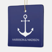 Nautical anchor navy blue douaneparamen keramisch ornament (Links)