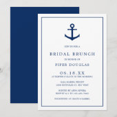 Nautical Anchor Navy Blue Elegant Bridal Brunch Kaart (Voorkant / Achterkant)