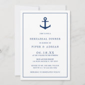 Nautical Anchor Navy Blue Elegant Rehearsal Dinner Kaart (Voorkant)