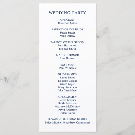 Nautical Anchor Navy Blue Elegant Wedding Programmakaart (Achterkant)