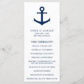 Nautical Anchor Navy Blue Elegant Wedding Programmakaart (Voorkant)